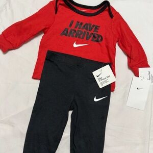 Nike Kids Red Long Sleeve and Black Joggers Set